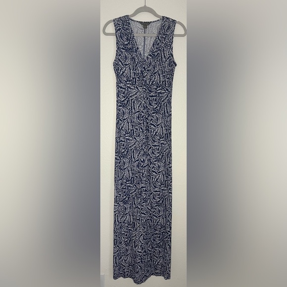 Tommy Bahama ๐ฟ Navy & White Leaf Print Maxi Dress โ Size S/P - Picture 4 of 9